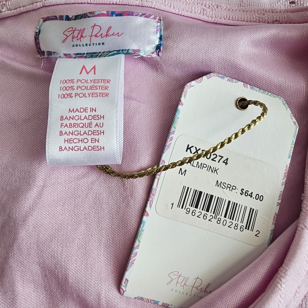 NWT Stella Parker Calm Pink Floral Eyelet Dress Size Medium - Picture 4 of 4